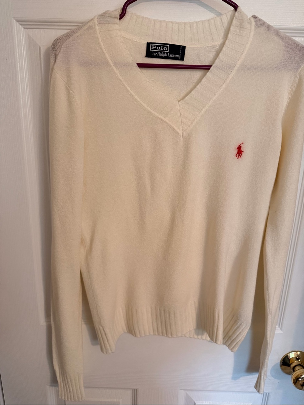 Ralph Lauren Cream V-Neck Cashmere Sweater